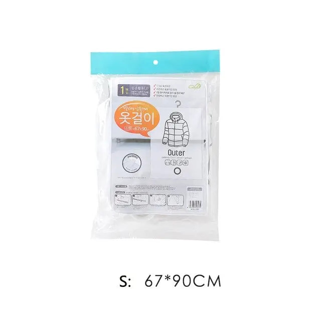 Hangable Transparent Vacuum Storage Bags Compressed Wardrobe Storage Organizer Bag For Clothing Coat Down Jackets Dust Cover