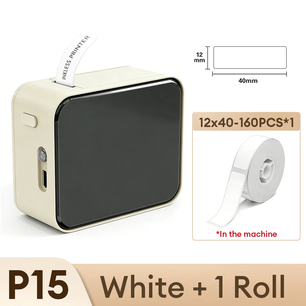 Marklife P15 Mini Portable Label Printer Smart Pocket Printer Thermal Adhesive Sticker Labeling Machine OT 3PK Label Paper NoInk