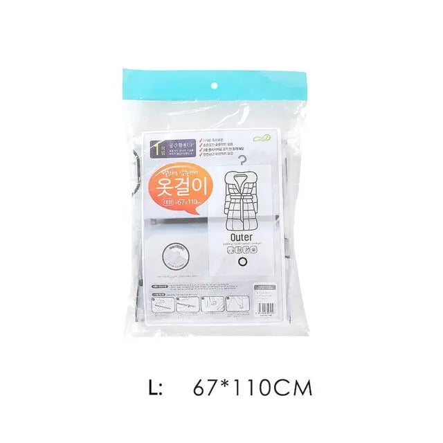 Hangable Transparent Vacuum Storage Bags Compressed Wardrobe Storage Organizer Bag For Clothing Coat Down Jackets Dust Cover