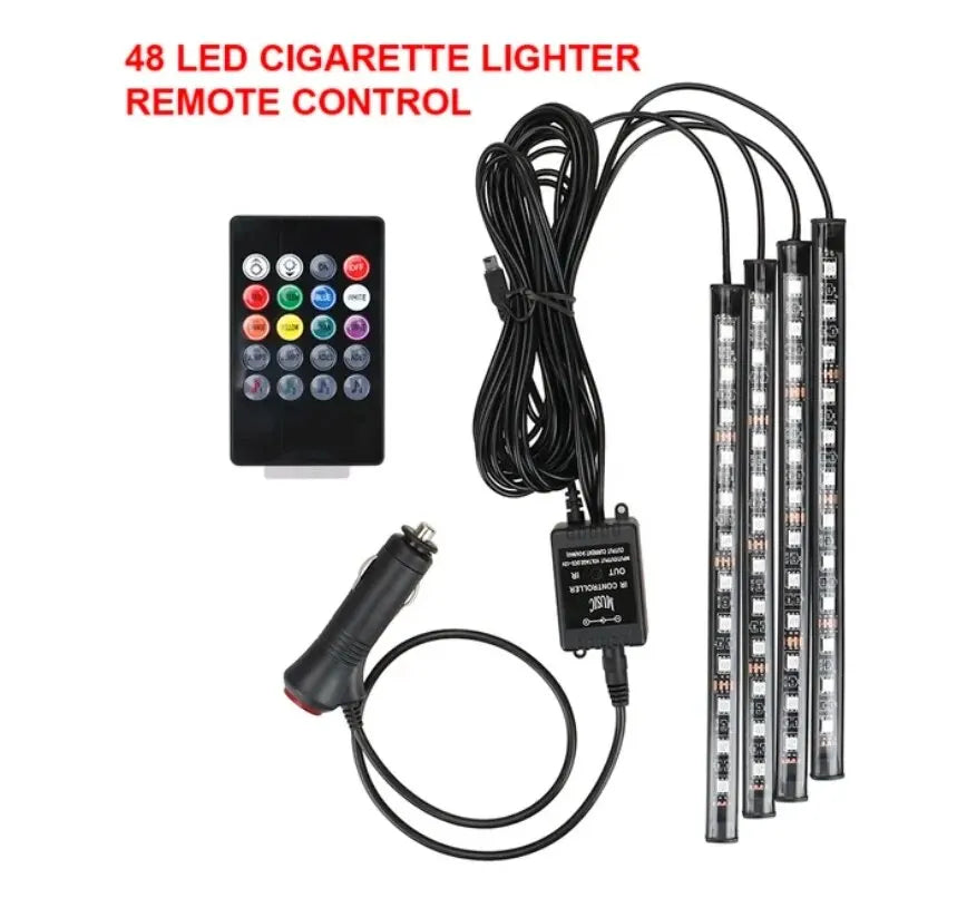 Universal Car RGB Ambient Lights LED Strip Interior Atmosphere Lamps 8 Colors Decorative Off Road 4x4 SUV Automobile Accessories